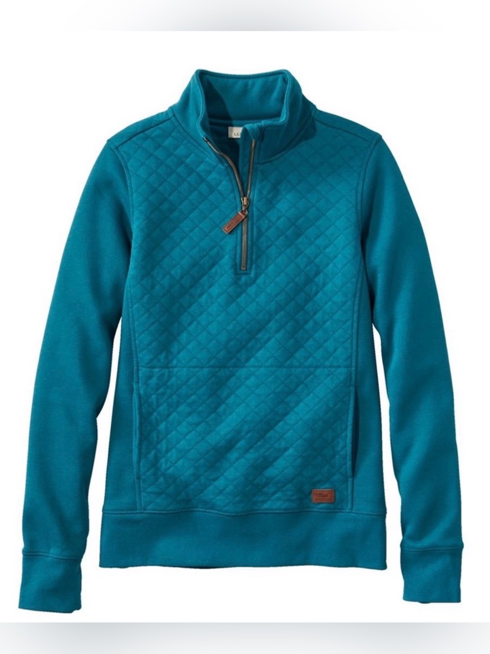 L.L.Bean Diamond Quilted 1/4-zip Pullover Teal Blue Outdoor Athleisure Travel